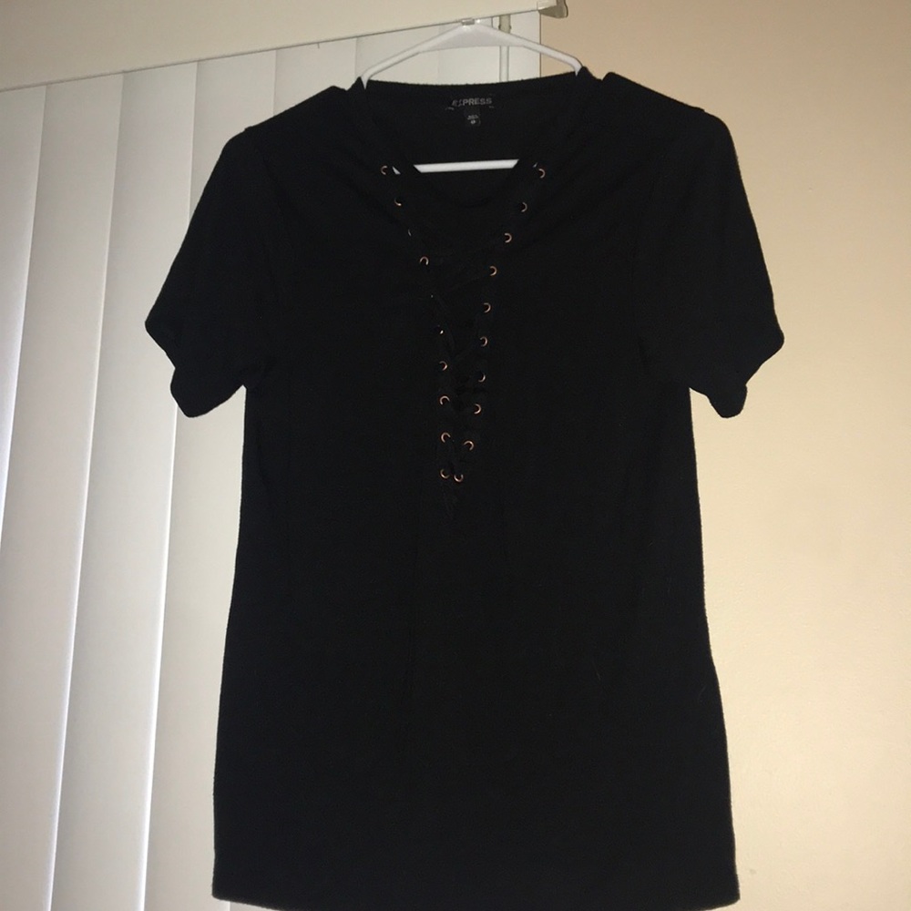 Express black tie up shirt